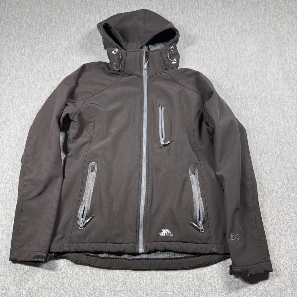 Trespass Jacket Womens Medium Black TP75 Softshell‎ Hooded Waterproof Ski Coat